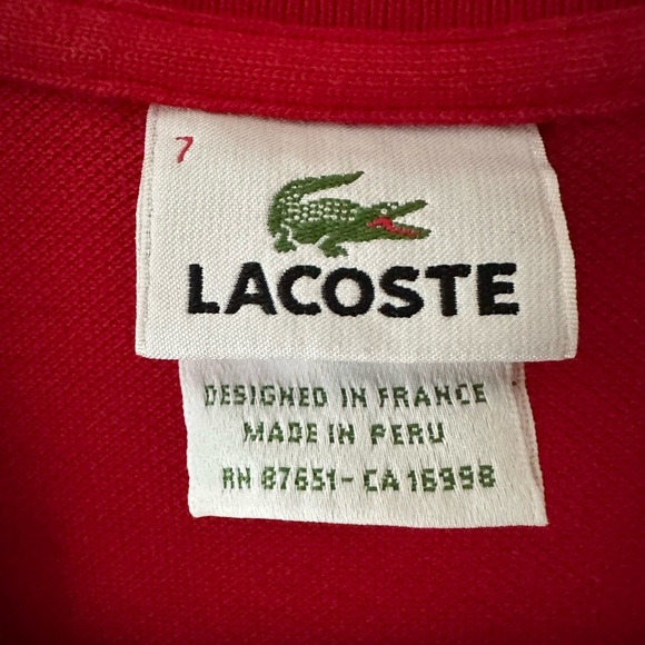 Lacoste Men's Vibrant Red Polo size 7 2XL EUC - Picture 4 of 4
